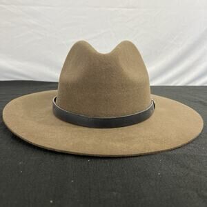 Maccia di Ruggine Womens Brown Wool Fedora Hat w/ Black Leather Hat Band